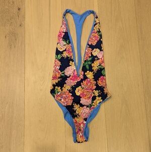 Floral Reversible Plunge Swimsuit